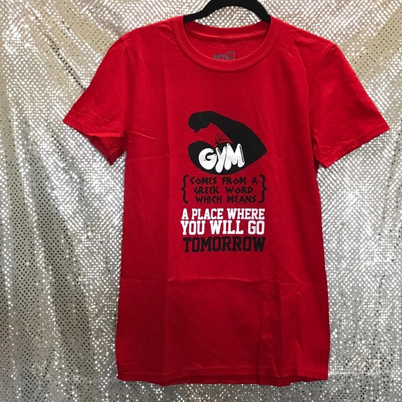 NWOT Graphic Tee T-Shirt Mens Gym Definition Muscle Flex Red Cotton Gildan - Picture 2 of 2